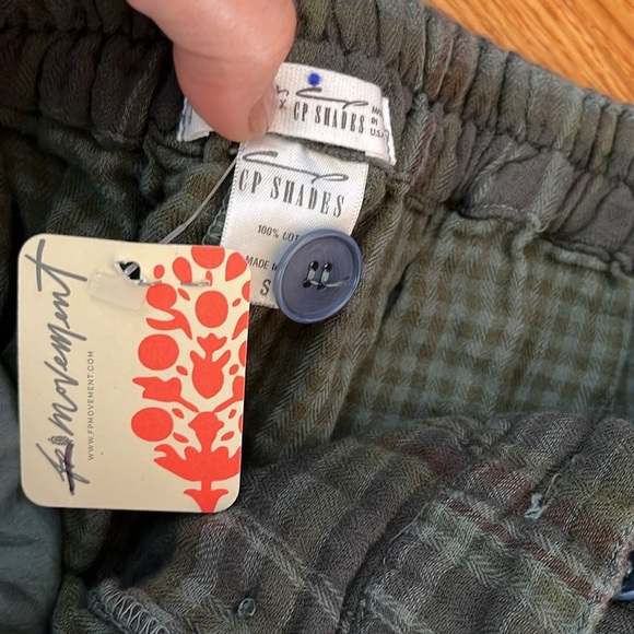 Free People CP Shades Plaid Trousers Millstone Size small NWT - Picture 8 of 12